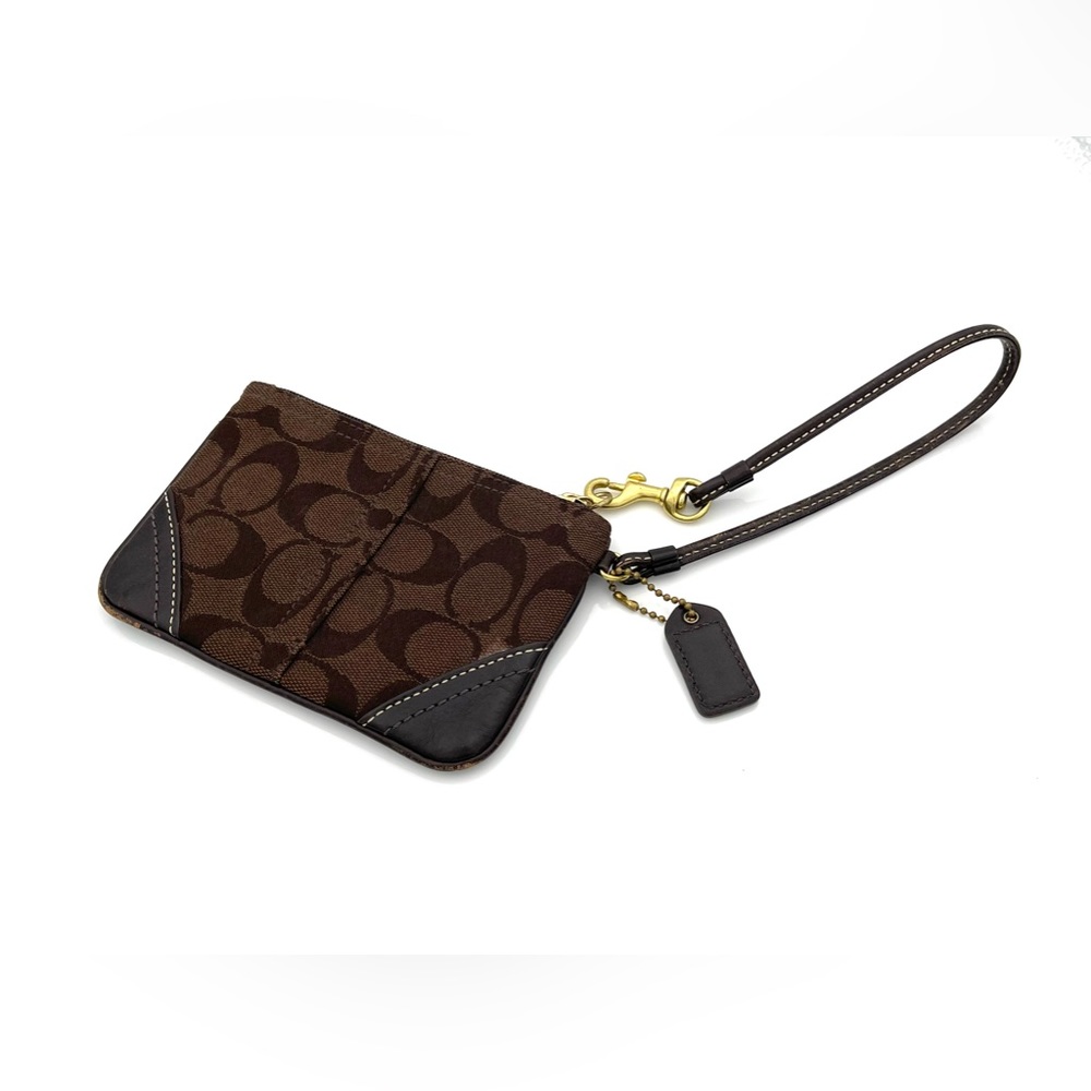 Authentic Coach Brown Monogram Wristlet